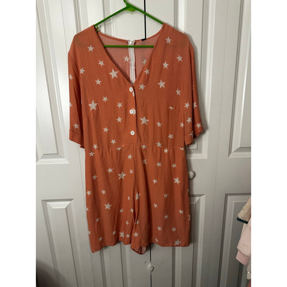 Nobody's Child Orange White Star Print Romper US 12